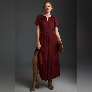 Anthropologie Somerset Maxi Dress in Wine (burgundy), Size Medium
